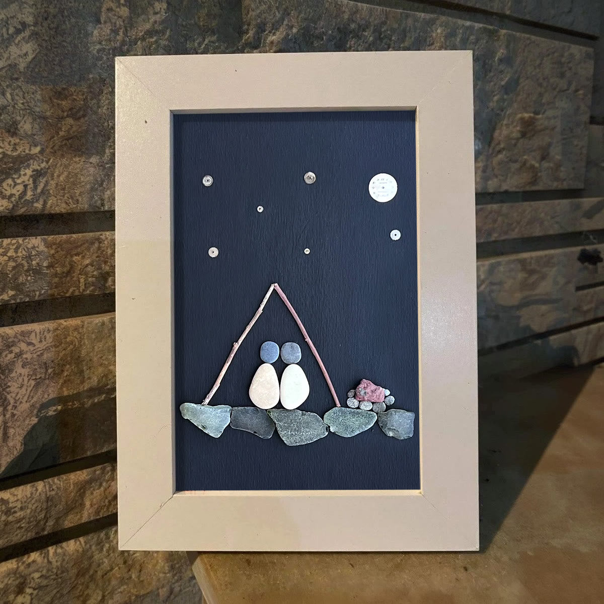 Starry Night Romantic Camping Sea Glass Framed Art - image 3