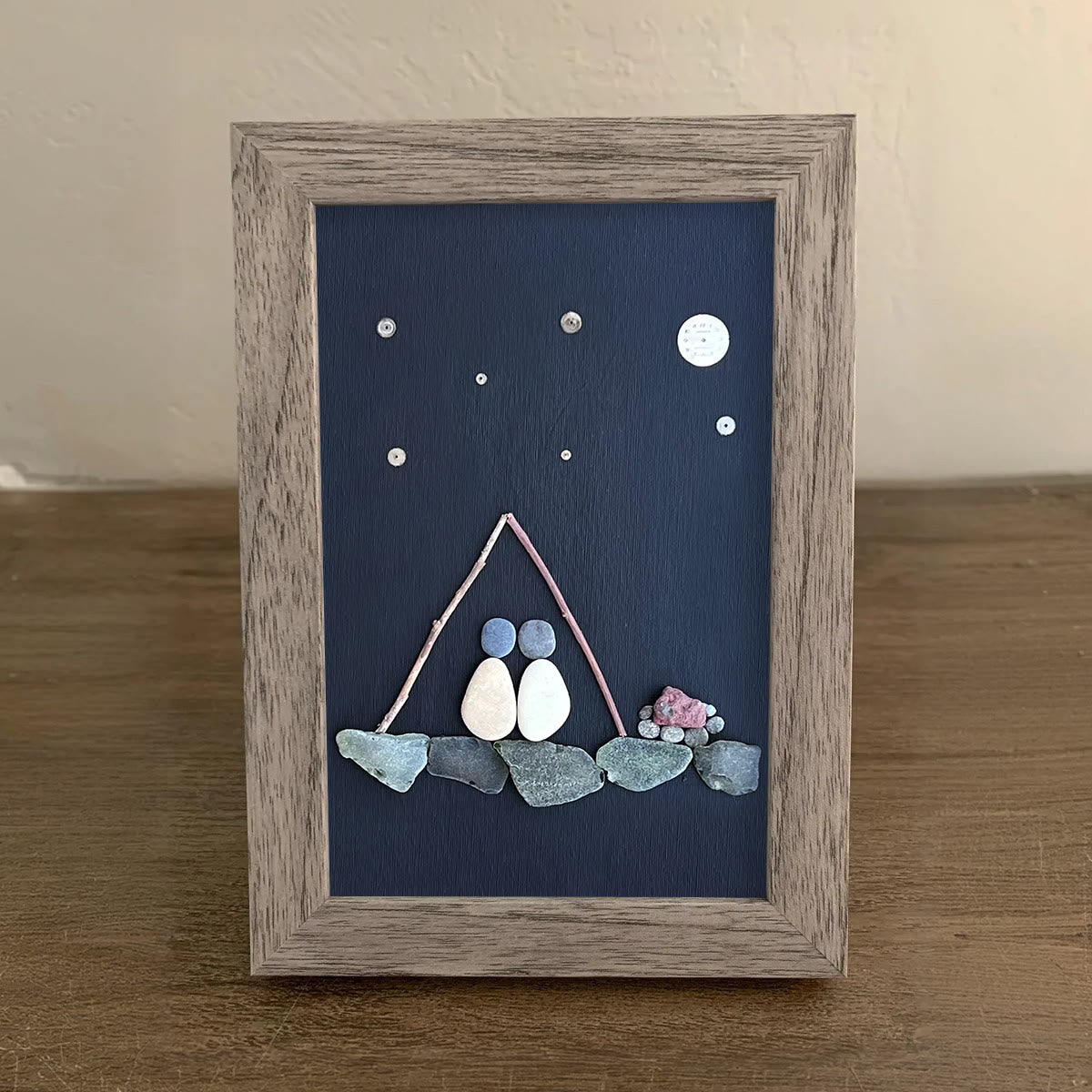 Starry Night Romantic Camping Sea Glass Framed Art - image 5