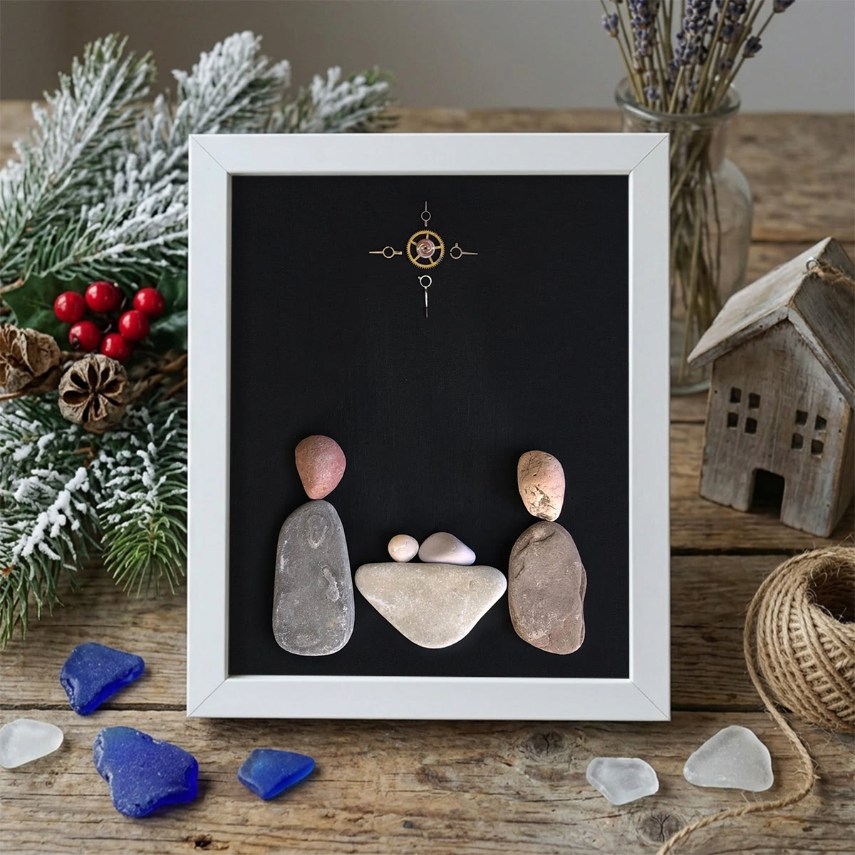 Holy Family Nativity Story Sea Glass Framed Art - White - 8" X 6" - image 9