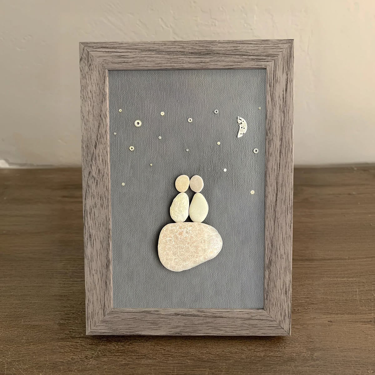 Romantic Night Sky Handmade Couple Sea Glass Framed Art - image 0