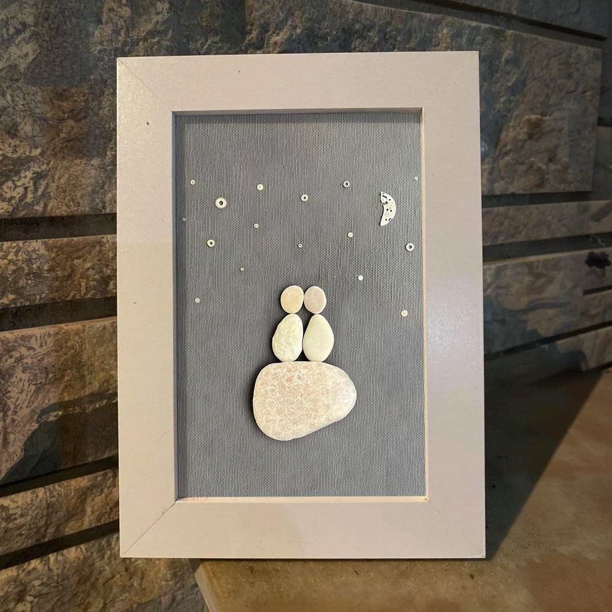 Romantic Night Sky Handmade Couple Sea Glass Framed Art - image 4