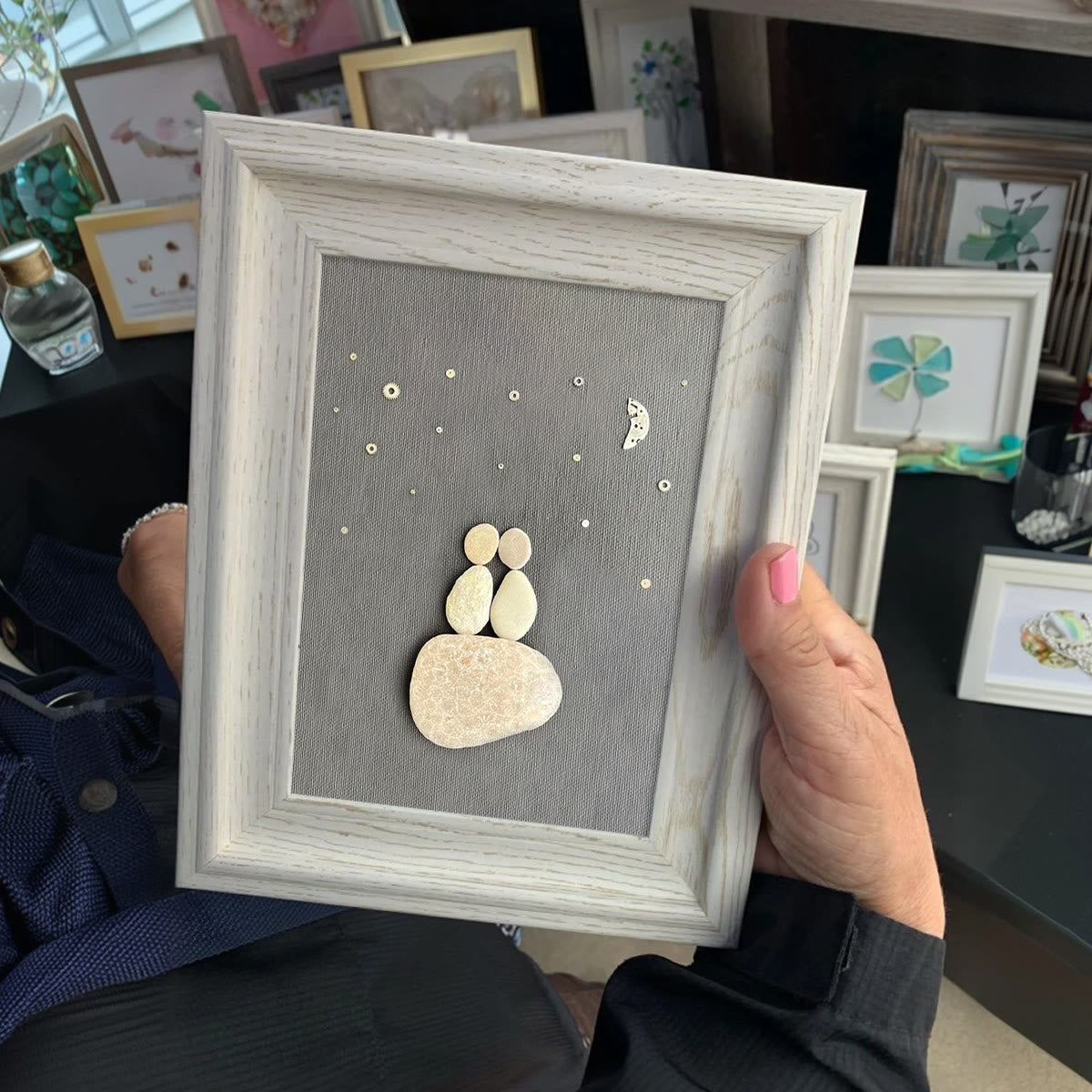 Romantic Night Sky Handmade Couple Sea Glass Framed Art - image 3