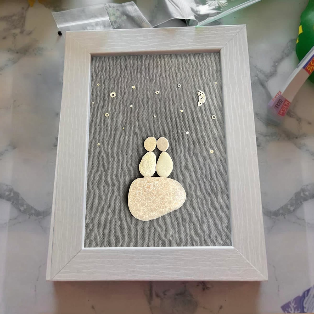 Romantic Night Sky Handmade Couple Sea Glass Framed Art - image 5