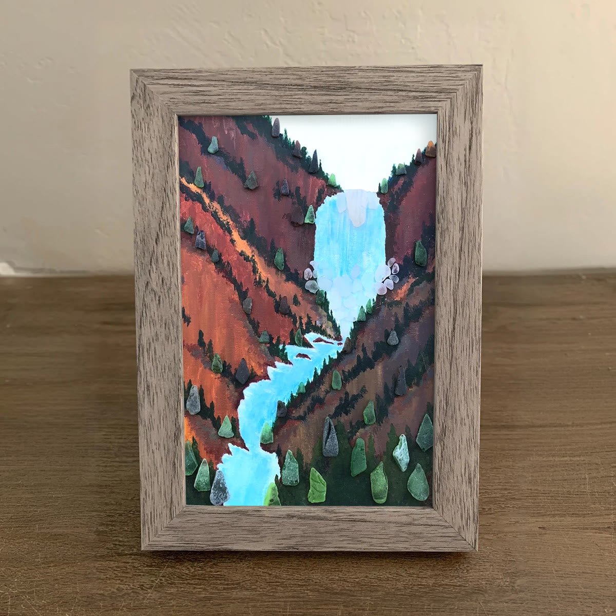 Waterfall Canyon Landscape Sea Glass Framed Art - image 5