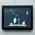 Spooky Cute Ghost & Cat Halloween Sea Glass Framed Art - Black - 6" X 8" - image 10