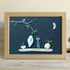 Spooky Cute Ghost & Cat Halloween Sea Glass Framed Art - Oak - 6" X 8" - image 8