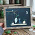 Spooky Cute Ghost & Cat Halloween Sea Glass Framed Art - Retro White - 6" X 8" - image 12