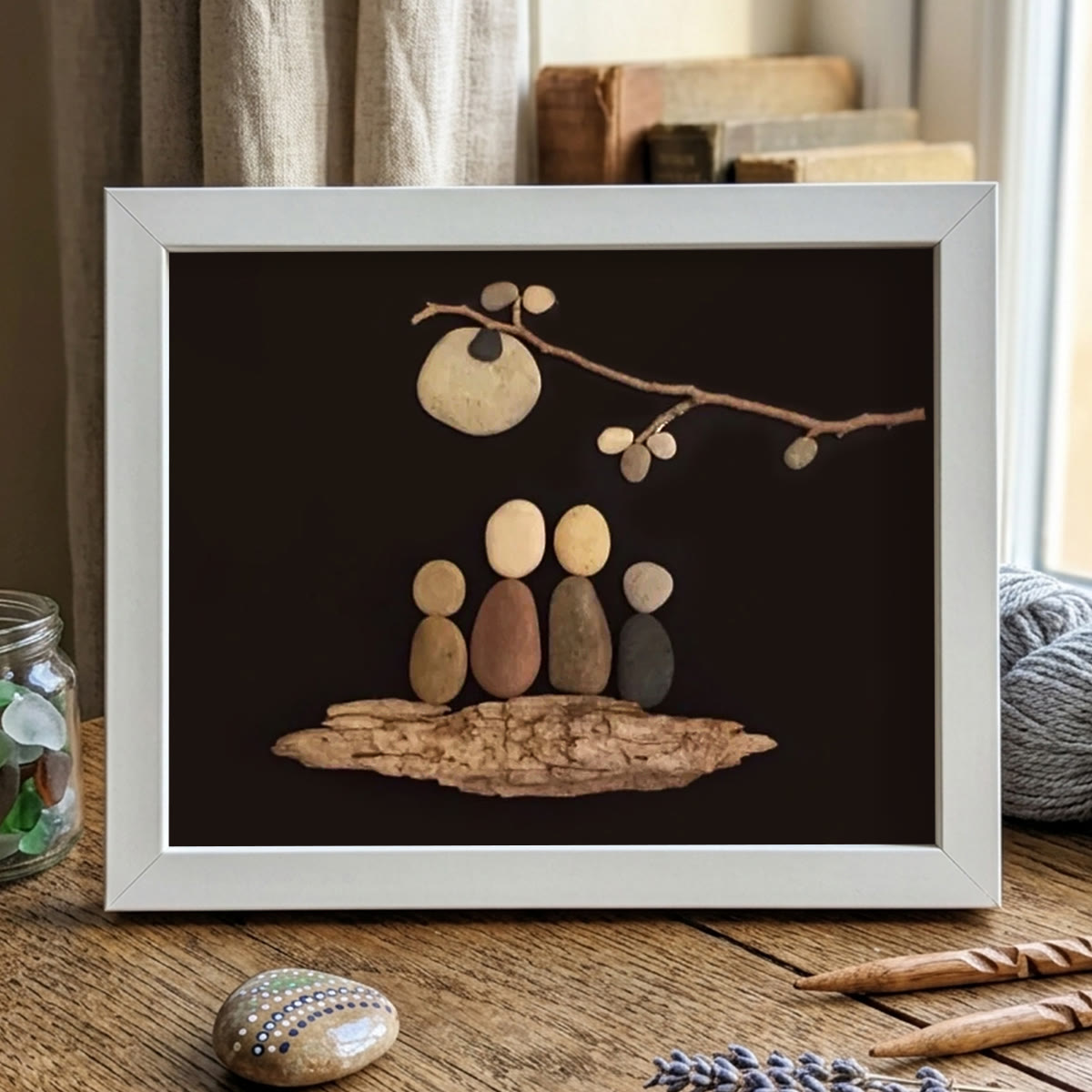 Together Under the Moon Family Sea Glass Framed Art - White - 6" X 8" - image 11
