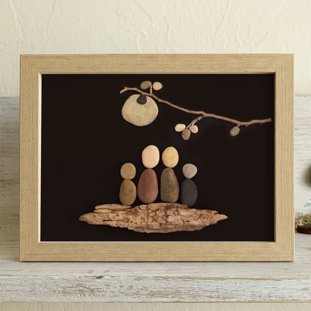 Together Under the Moon Family Sea Glass Framed Art - Oak - 6" X 8" - image 8