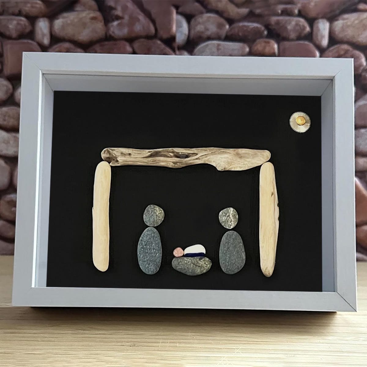 Contemporary Nativity Scene Sea Glass Framed Art - image 6