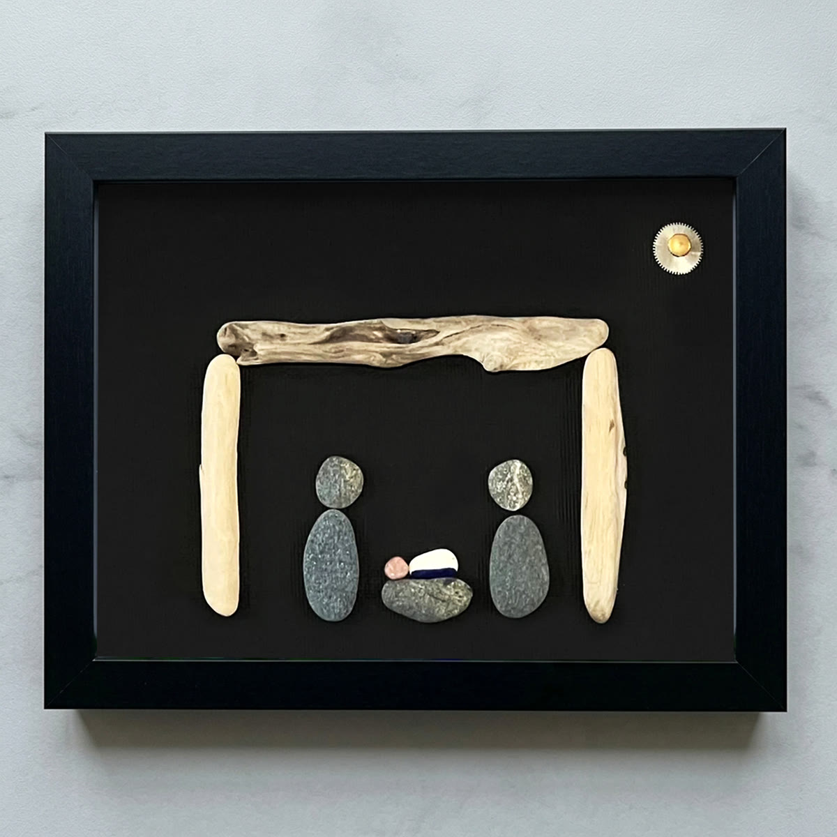 Contemporary Nativity Scene Sea Glass Framed Art - Black - 6" X 8" - image 10