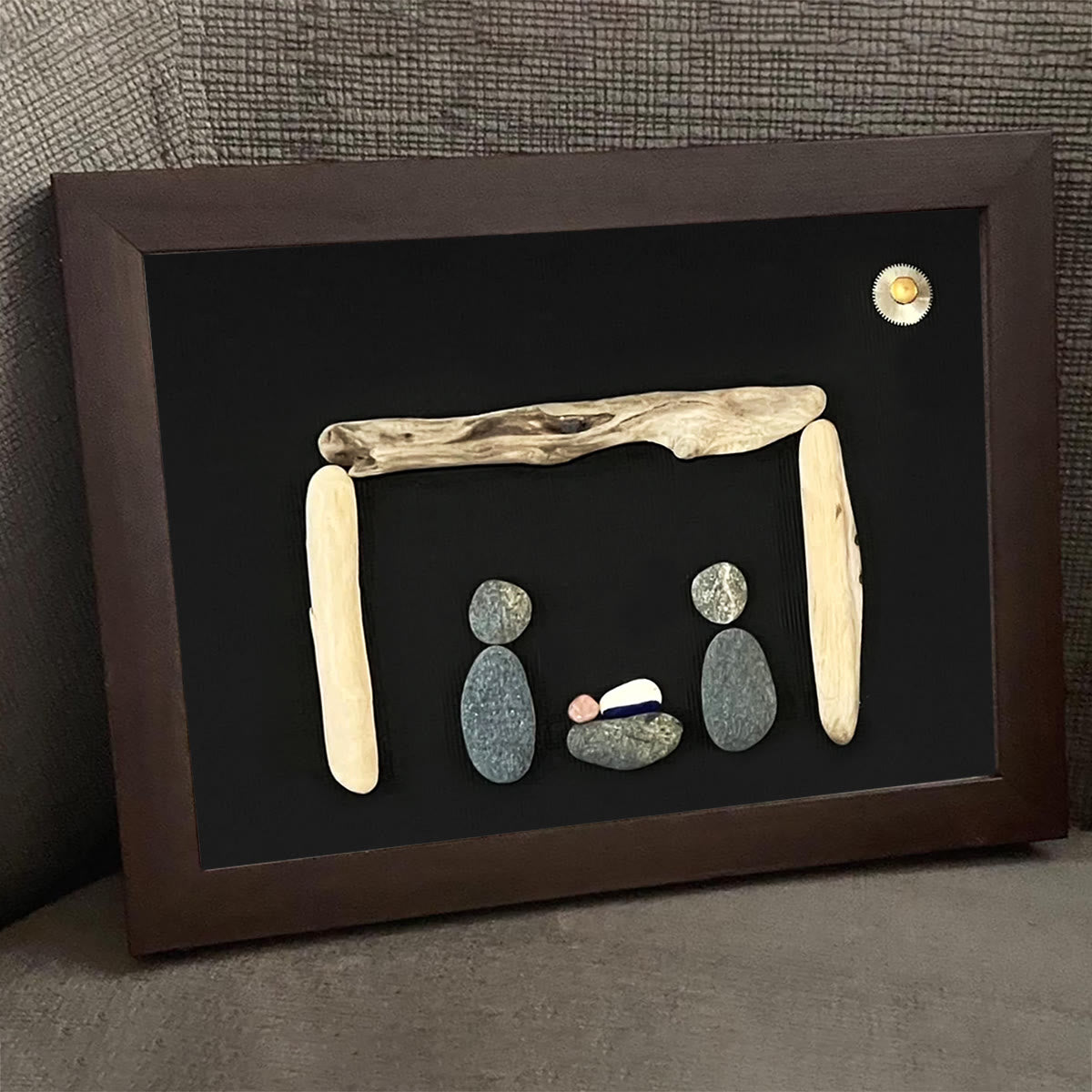 Contemporary Nativity Scene Sea Glass Framed Art - image 7