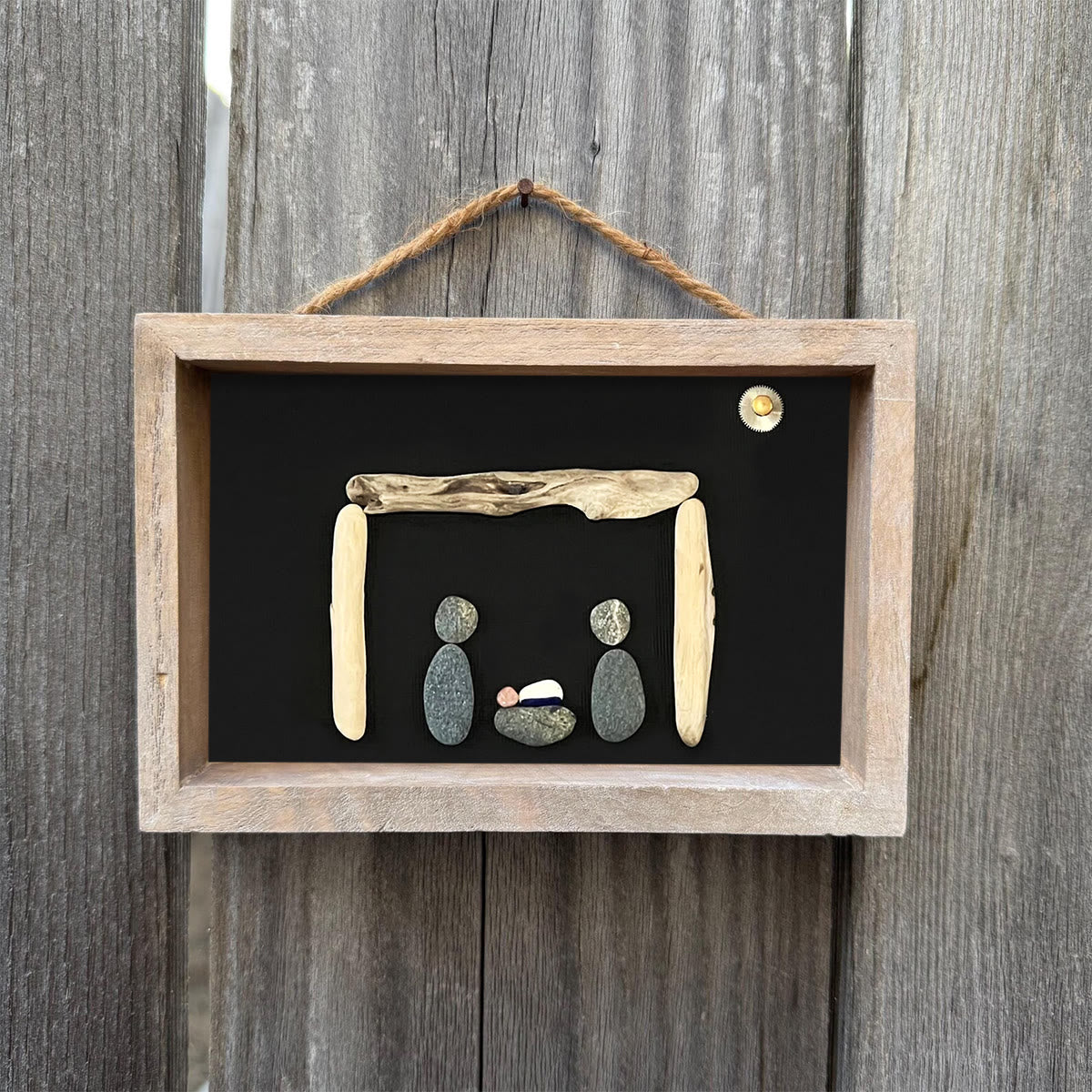 Contemporary Nativity Scene Sea Glass Framed Art - image 3