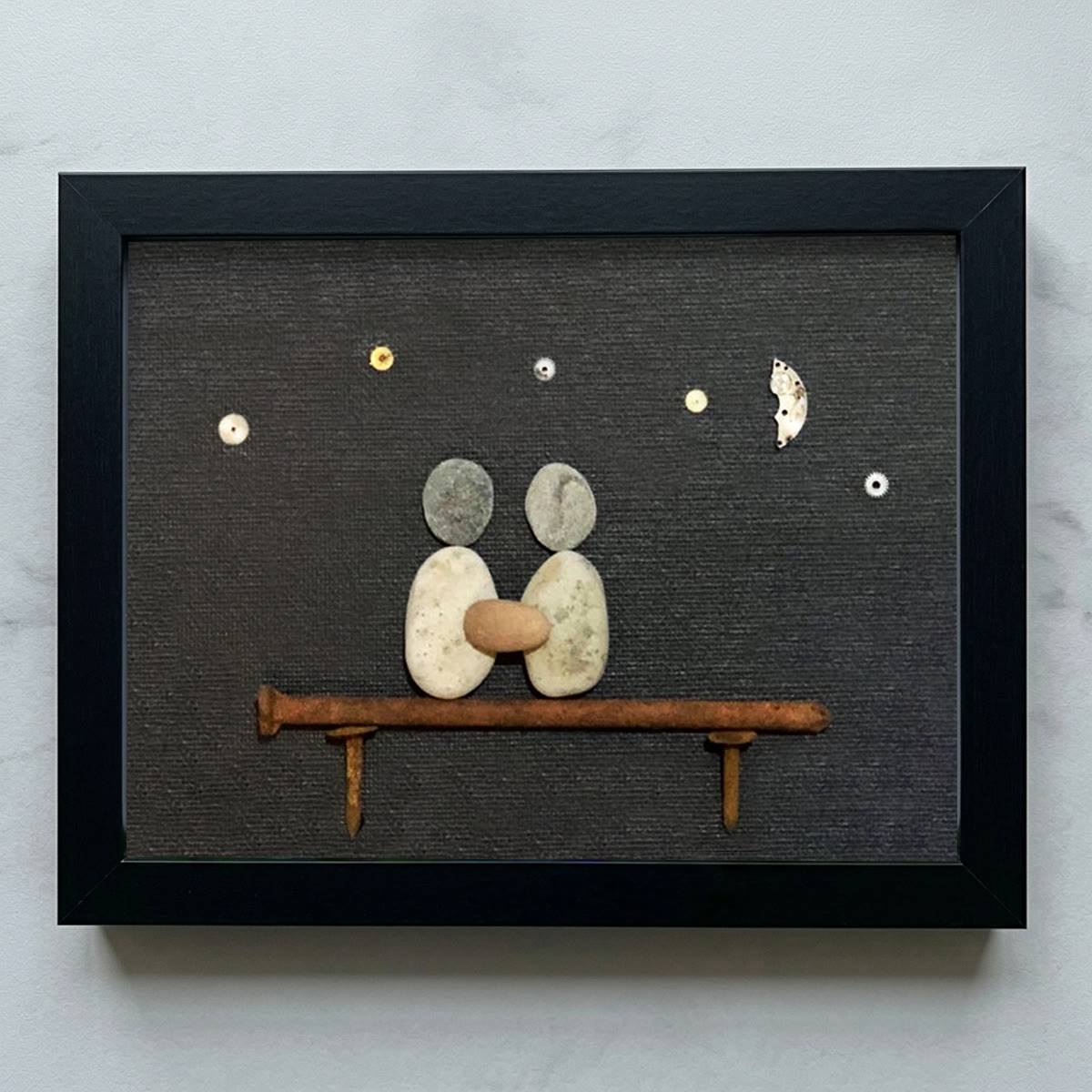 Hand In Hand Night Sky Couple Sea Glass Framed Art - Black - 6" X 8" - image 10