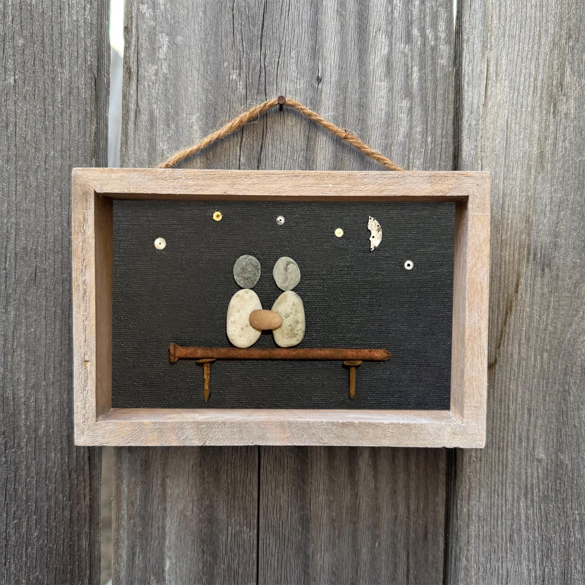 Hand In Hand Night Sky Couple Sea Glass Framed Art - image 4
