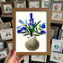 Blue Flower Bouquet Shell Vase Sea Glass Framed Art - Walnut Brown - 8" X 6" - image 7