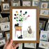 Cats & Flowers Bouquet Housewarming Sea Glass Framed Art - Walnut Brown - 8" X 6" - image 7