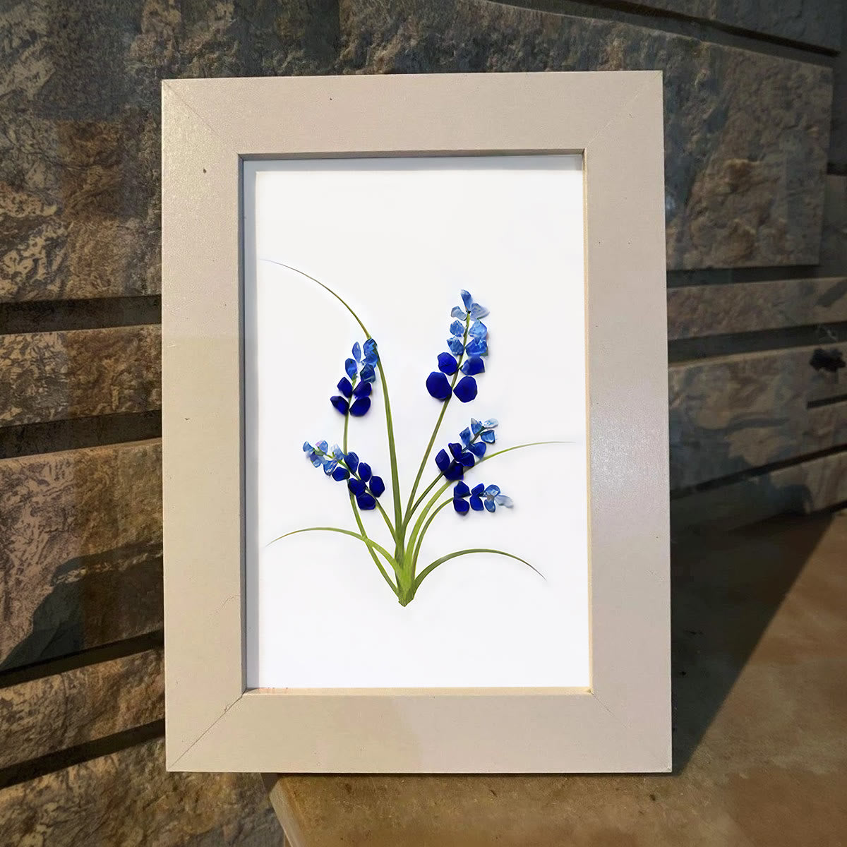 Minimalist Botanical Bluebonnet Sea Glass Framed Art - image 0