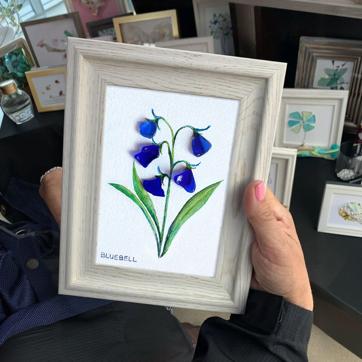 Farmhouse Calming Bluebell Sea Glass Framed Art - image 4