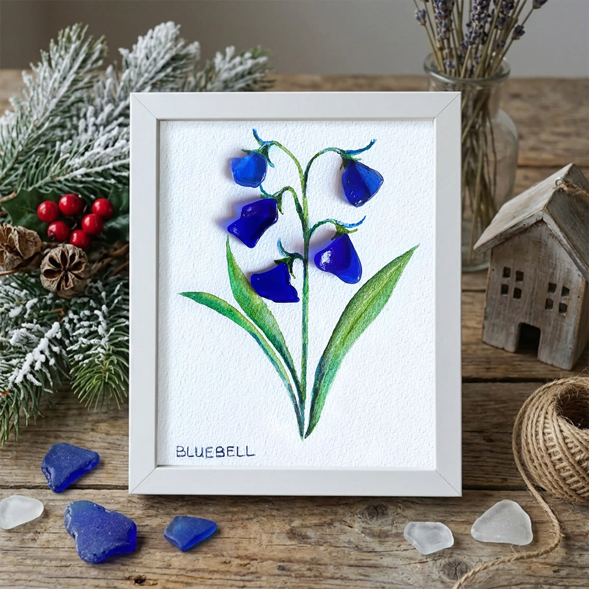 Farmhouse Calming Bluebell Sea Glass Framed Art - White - 8" X 6" - image 9
