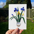 Blue & Yellow Iris Flower Sea Glass Framed Art - Seaglass Card - 8" X 6" - image 1