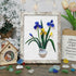 Blue & Yellow Iris Flower Sea Glass Framed Art - Retro White - 8" X 6" - image 10