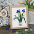 Blue & Yellow Iris Flower Sea Glass Framed Art - Oak - 8" X 6" - image 6