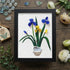 Blue & Yellow Iris Flower Sea Glass Framed Art - Black - 8" X 6" - image 8