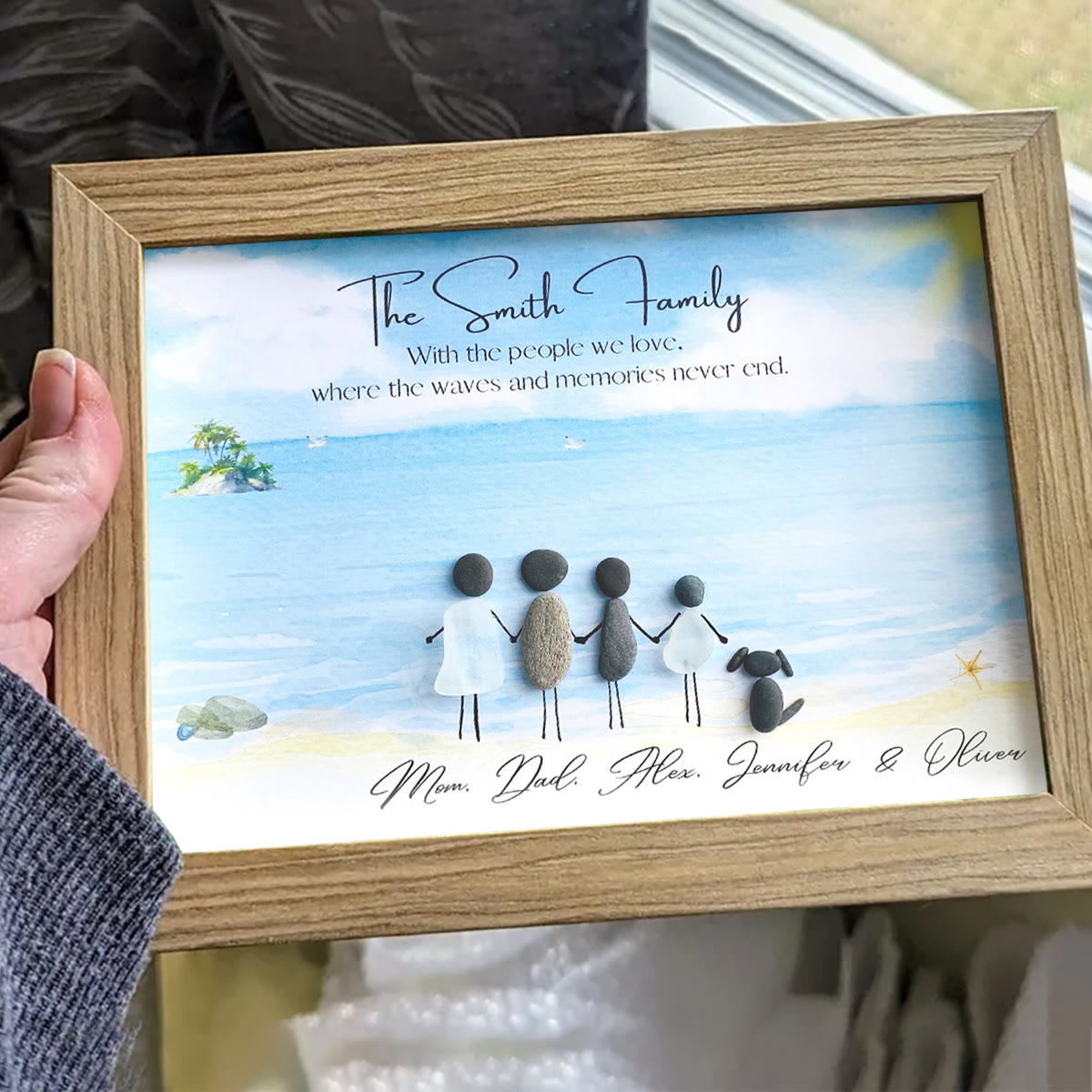Beach Scene Personalized Family Name Sea Glass Framed Art - image 3