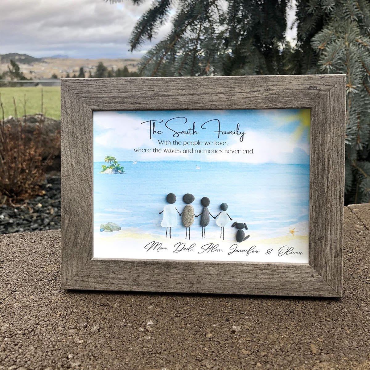 Beach Scene Personalized Family Name Sea Glass Framed Art - image 0