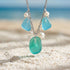 Ethereal Aqua & Sage Sea Glass Teardrop Necklace - image 5