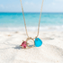 Azure Tide Turtle & Eternity Circle Pendant Sea Glass Necklace - image 5