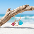 Azure Tide Turtle & Eternity Circle Pendant Sea Glass Necklace - Gold - image 0