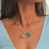 Azure Tide Turtle & Eternity Circle Pendant Sea Glass Necklace - image 1
