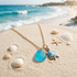 Good Luck Turtle Ocean Aqua Blue Sea Glass Necklace - image 5