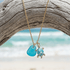 Good Luck Turtle Ocean Aqua Blue Sea Glass Necklace - Gold - image 0