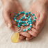 Aqua & White Stone Beaded Necklace With Sea Glass Charm - image 3