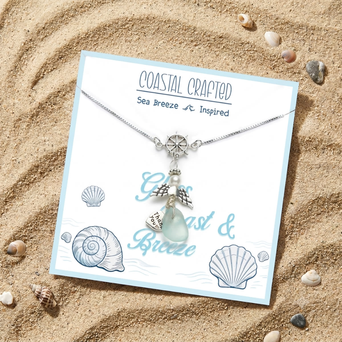 Voyage Guardian Angel Grateful Heart Sea Glass Necklace - image 2