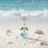 Voyage Guardian Angel Grateful Heart Sea Glass Necklace - Silver - image 0