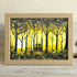 Golden Forest Sunset With Lovers On Bench Sea Glass Framed Art - Oak - 6" X 8" - image 6
