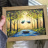Forest River Scene Birds & Leaves Sea Glass Framed Art - image 5
