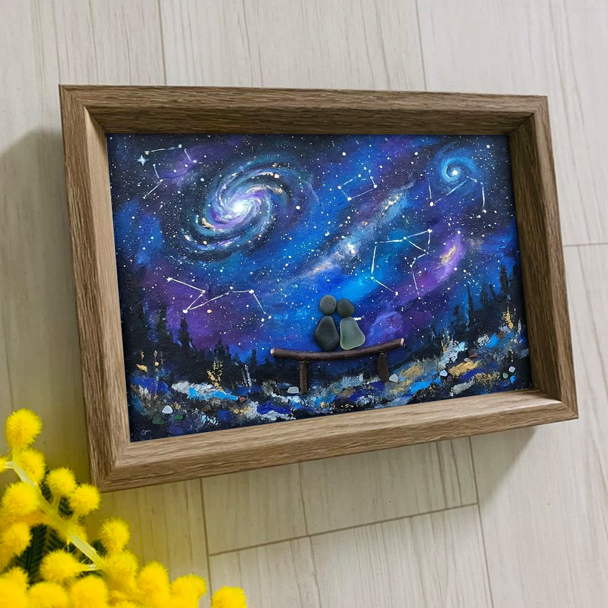 Romantic Galaxy Night Sky Sea Glass Framed Art - image 5