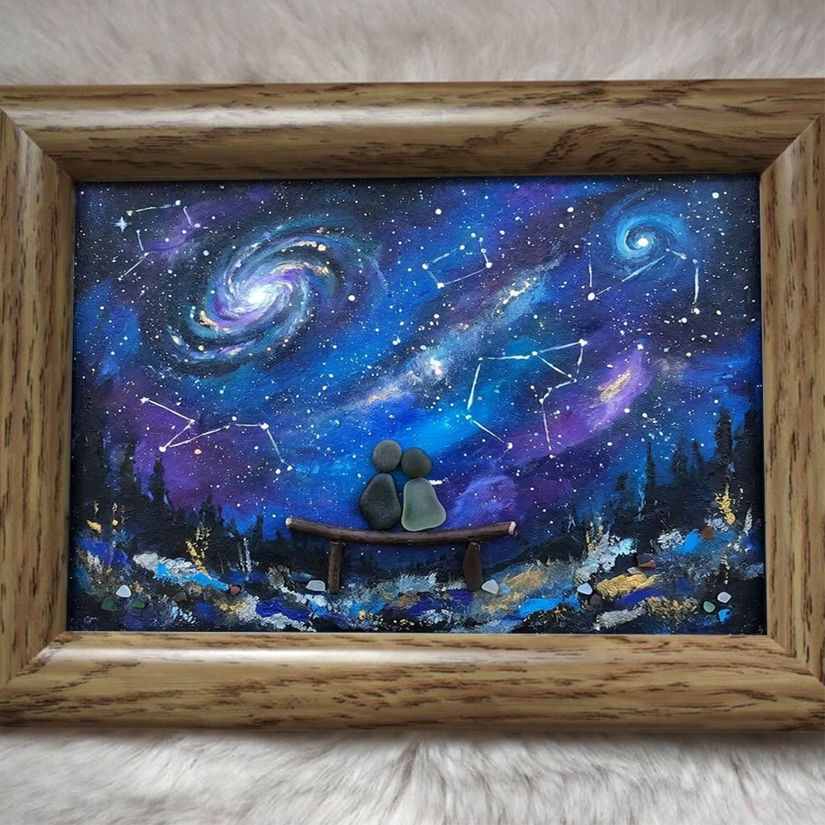 Romantic Galaxy Night Sky Sea Glass Framed Art - image 4
