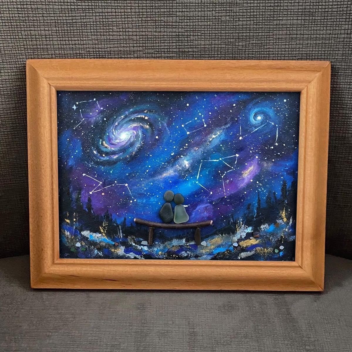 Romantic Galaxy Night Sky Sea Glass Framed Art - image 3