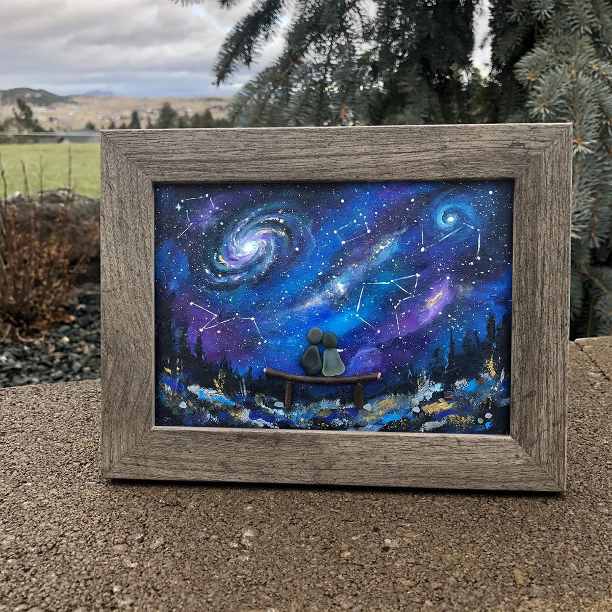 Romantic Galaxy Night Sky Sea Glass Framed Art - image 2