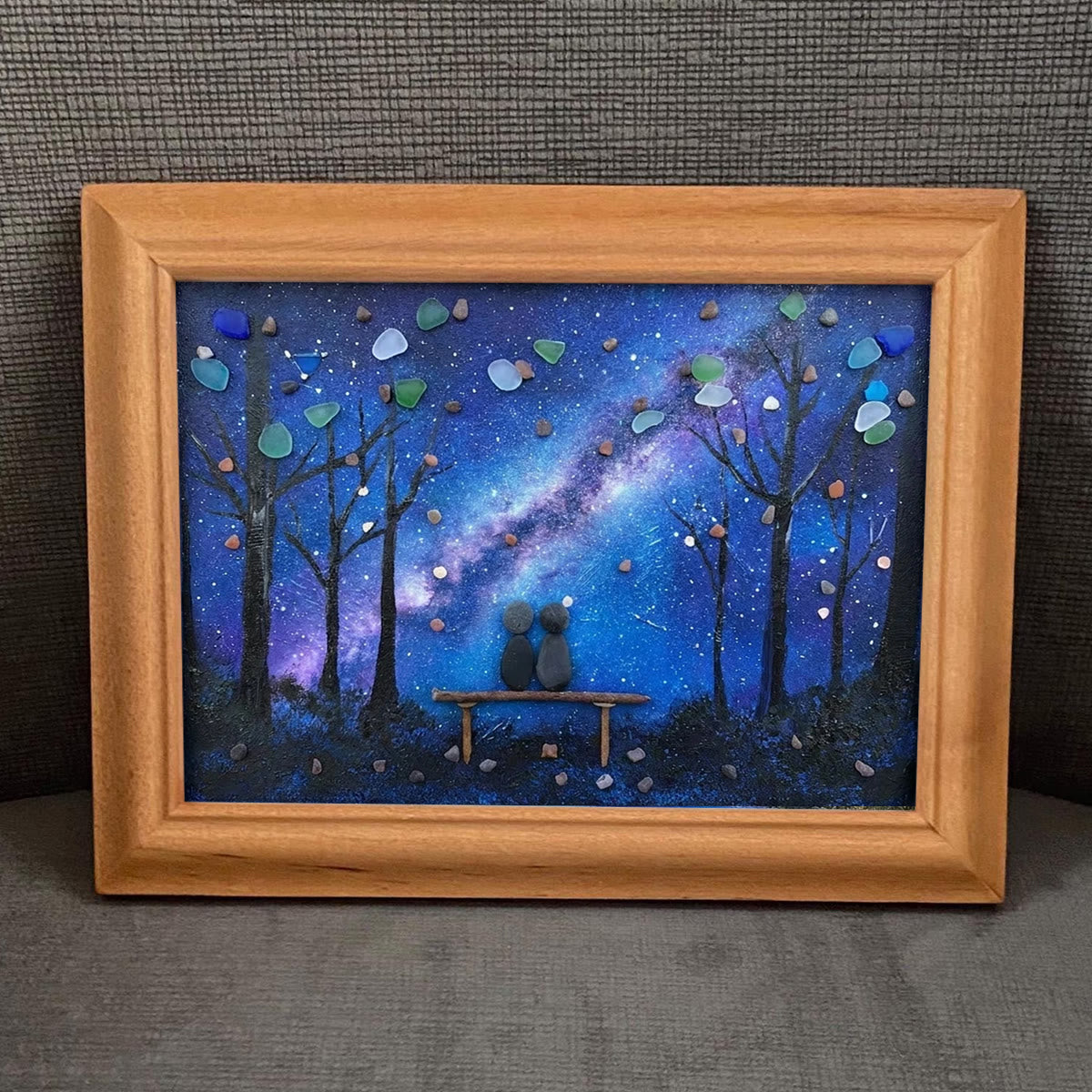 Milky Way & Starry Night Couple Sea Glass Framed Art - image 4