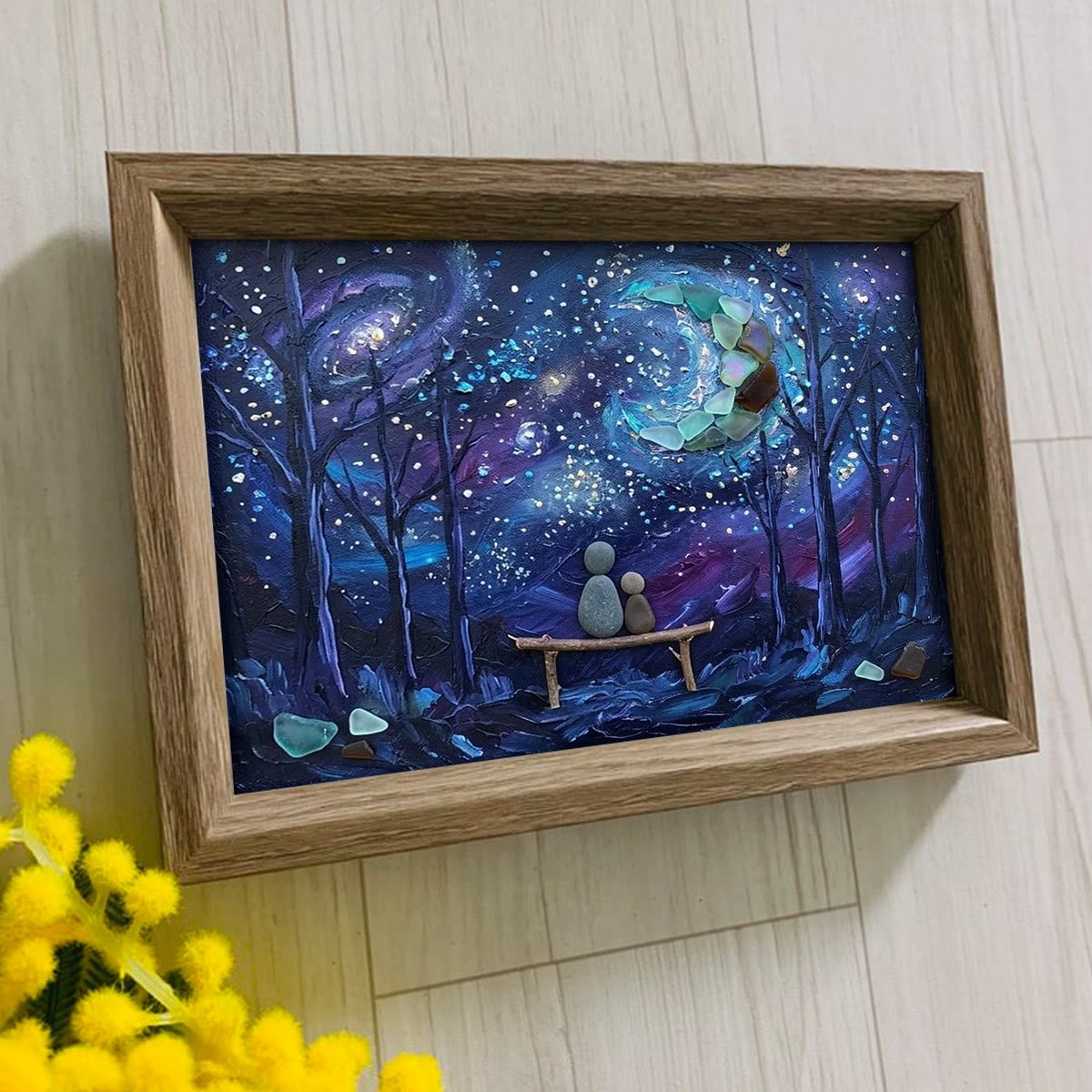To The Moon And Back Night Sky Sea Glass Framed Art - image 5