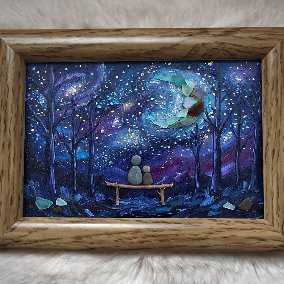 To The Moon And Back Night Sky Sea Glass Framed Art - image 3