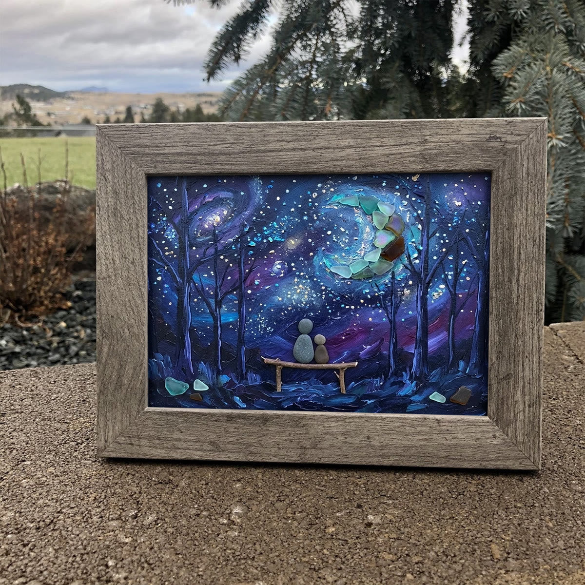 To The Moon And Back Night Sky Sea Glass Framed Art - image 2