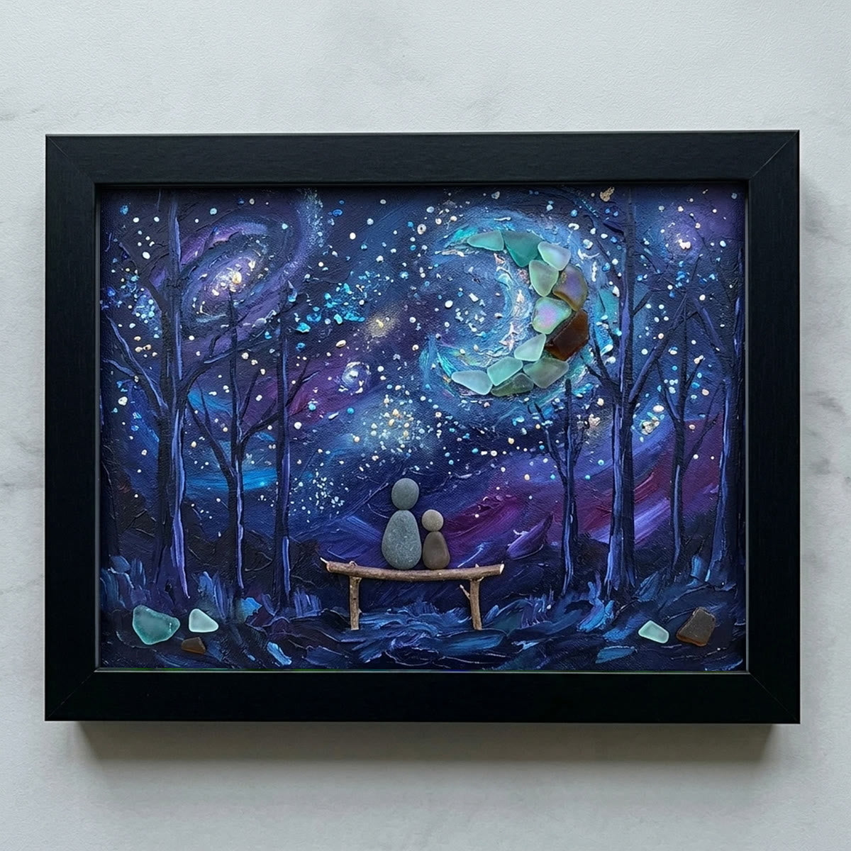 To The Moon And Back Night Sky Sea Glass Framed Art - Black - 6" X 8" - image 8